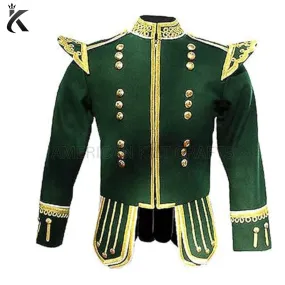 Traditional Scottish Military Drummer Doublet Green Pipe Band Doublet Jacket - Rhythm and Style