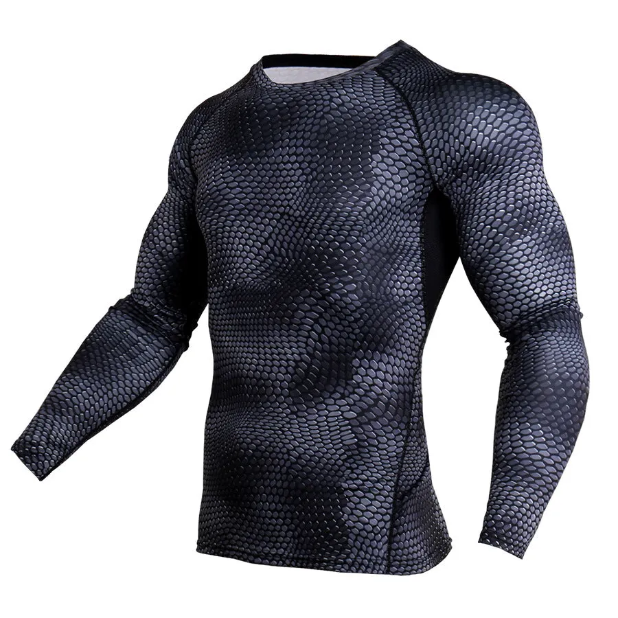 Train in Style with Serpentine Long Sleeve Compression Rash Guard & Leggings Set for No Gi BJJ