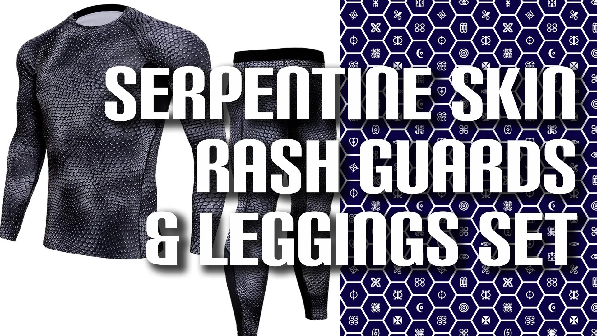 Train in Style with Serpentine Long Sleeve Compression Rash Guard & Leggings Set for No Gi BJJ