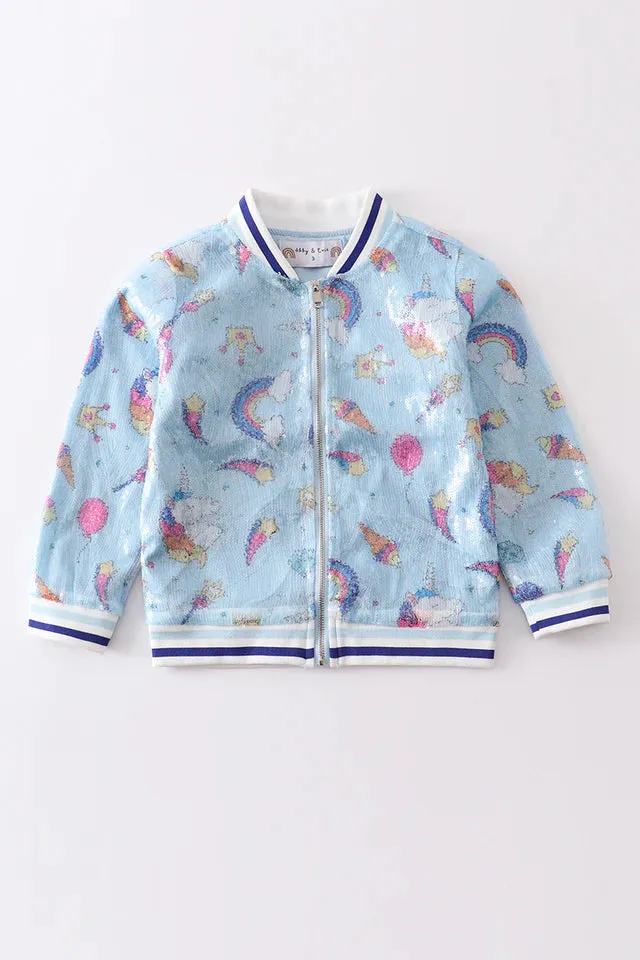 Unicorn Sequin Blue Jacket