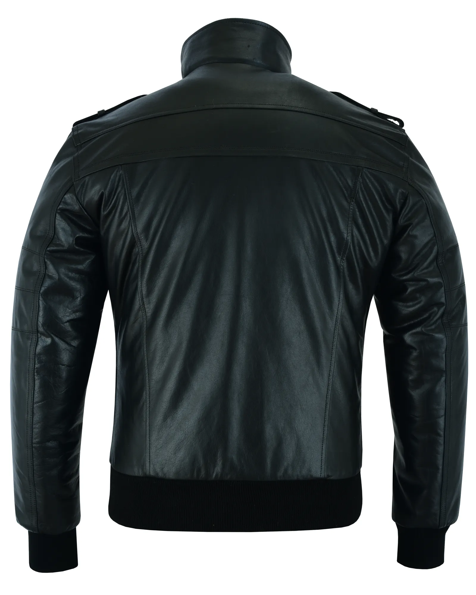 Vance Leather Men's Sven Bomber Black Waxed Premium Cowhide Motorcycle Leather Jacket with Removeable Hood