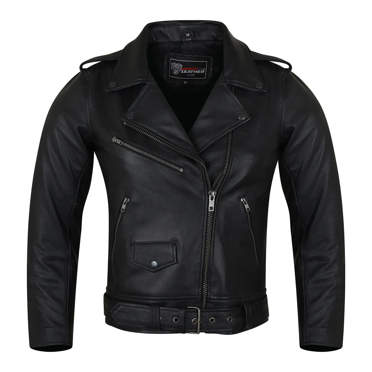 Vance Leather VL616 Ladies Premium Goatskin Classic Motorcycle Leather Jacket