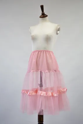 Vintage 1960s Ballet Pink Tulle Petticoat