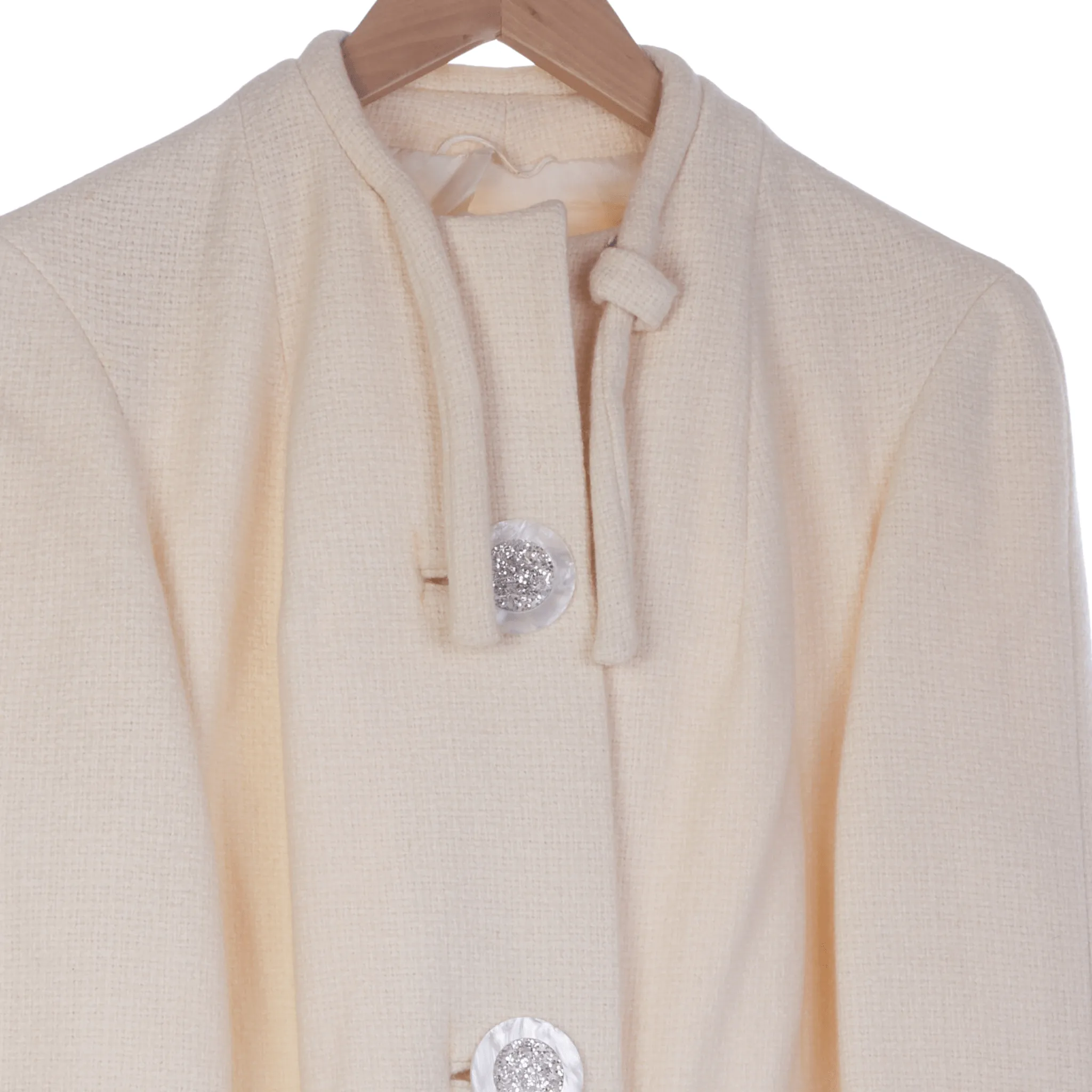 Vintage Cream Long Sleeved Coat UK Size 14/16