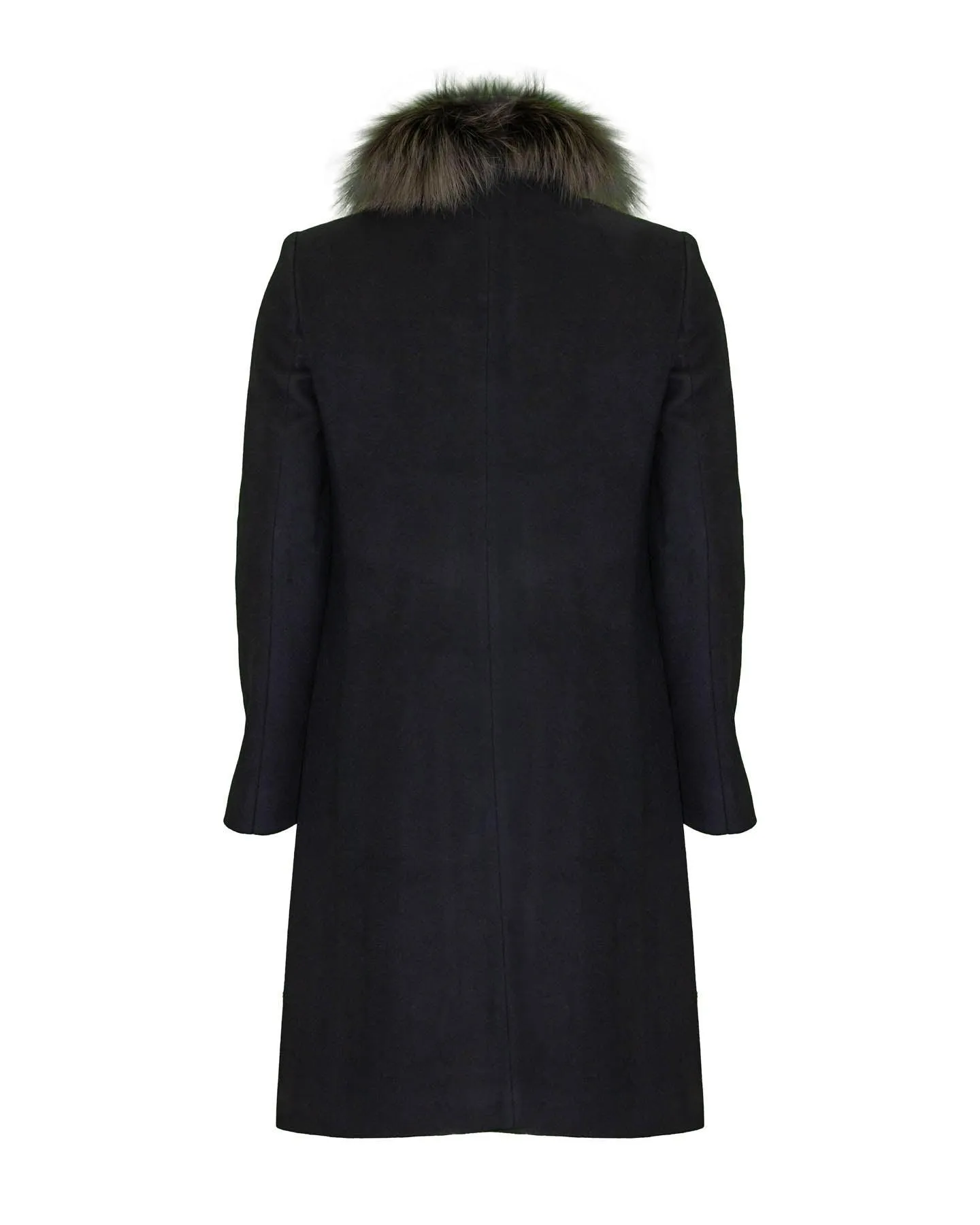 Virgin Wool High Collar Coat Black