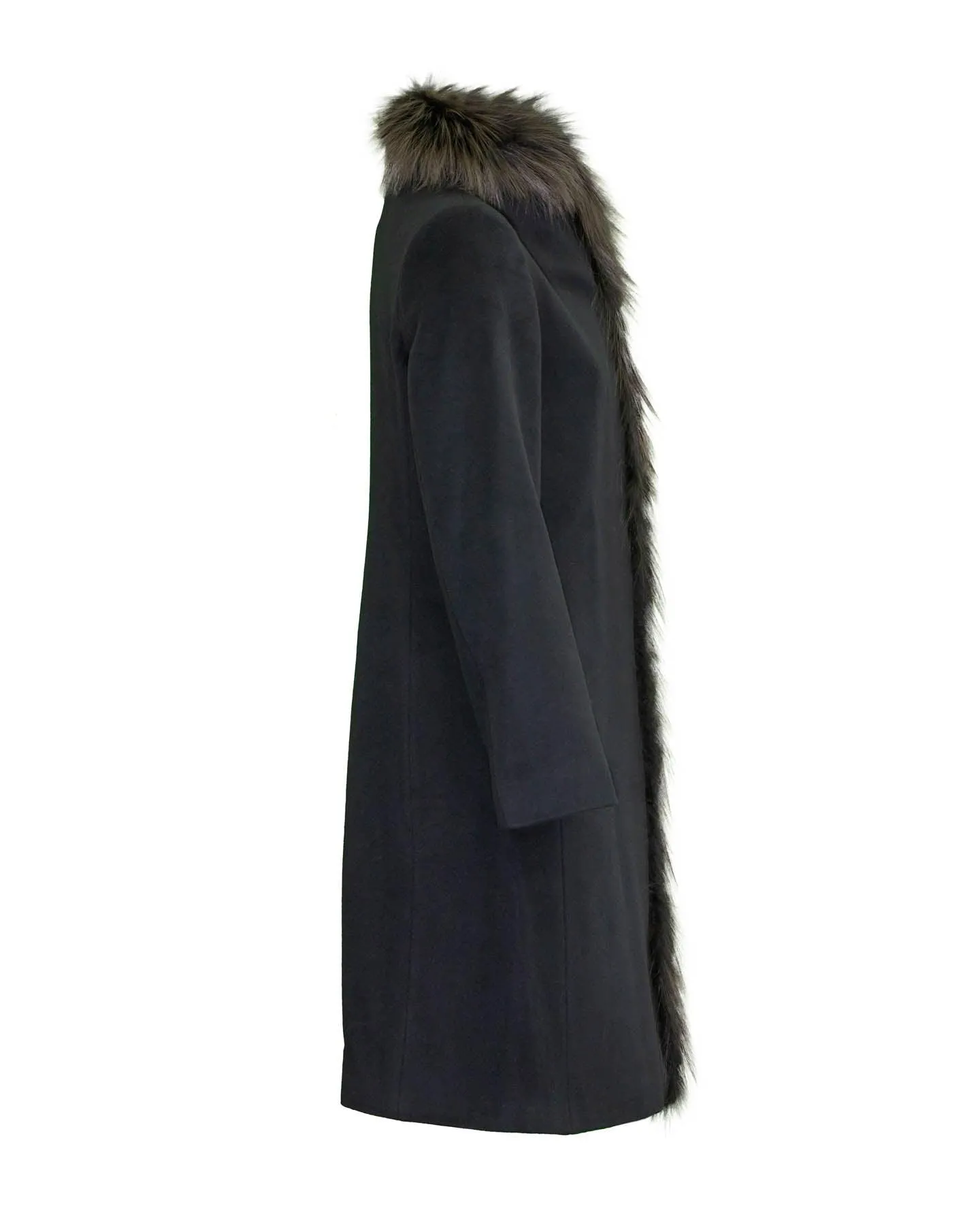 Virgin Wool High Collar Coat Black