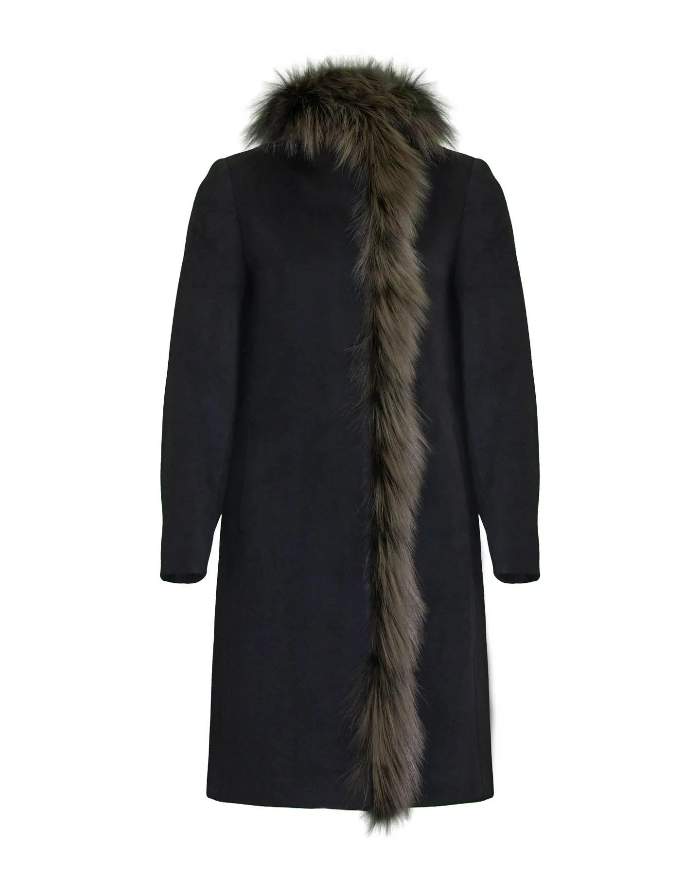 Virgin Wool High Collar Coat Black