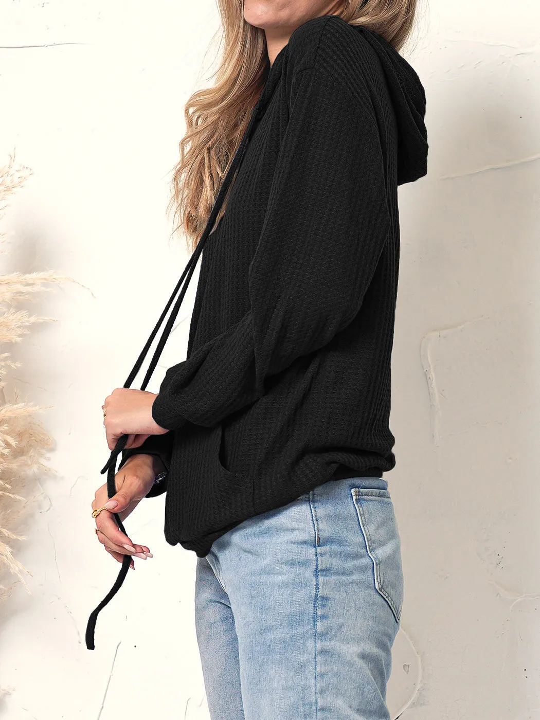 Waffle Knit Oversized Lounge Hoodie