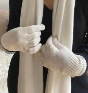 White cashmere gloves for women