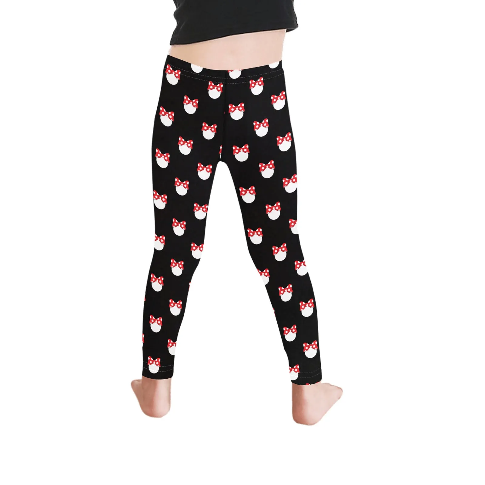 White Polka Dot Red Bow Kid's Leggings