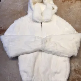 Winter Fur Men's White Rabbit Fur Bomber Jacket