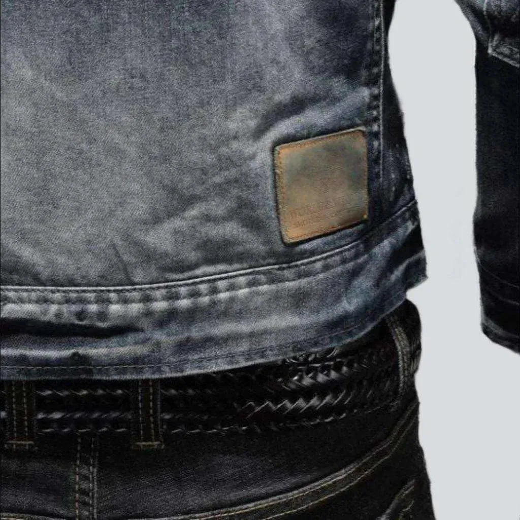 Winter vintage biker denim jacket