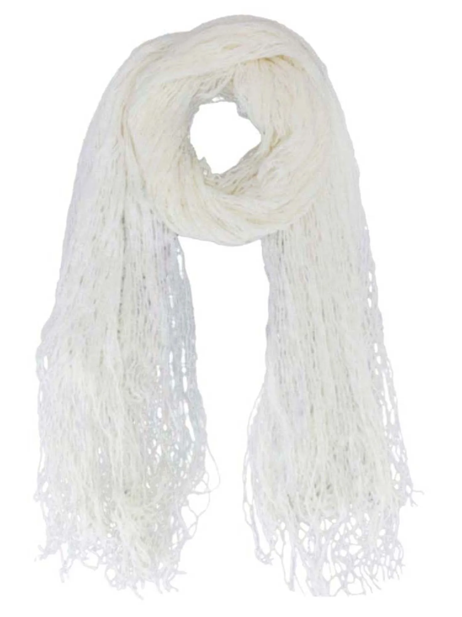 Wispy Knit Fringe Square Scarf