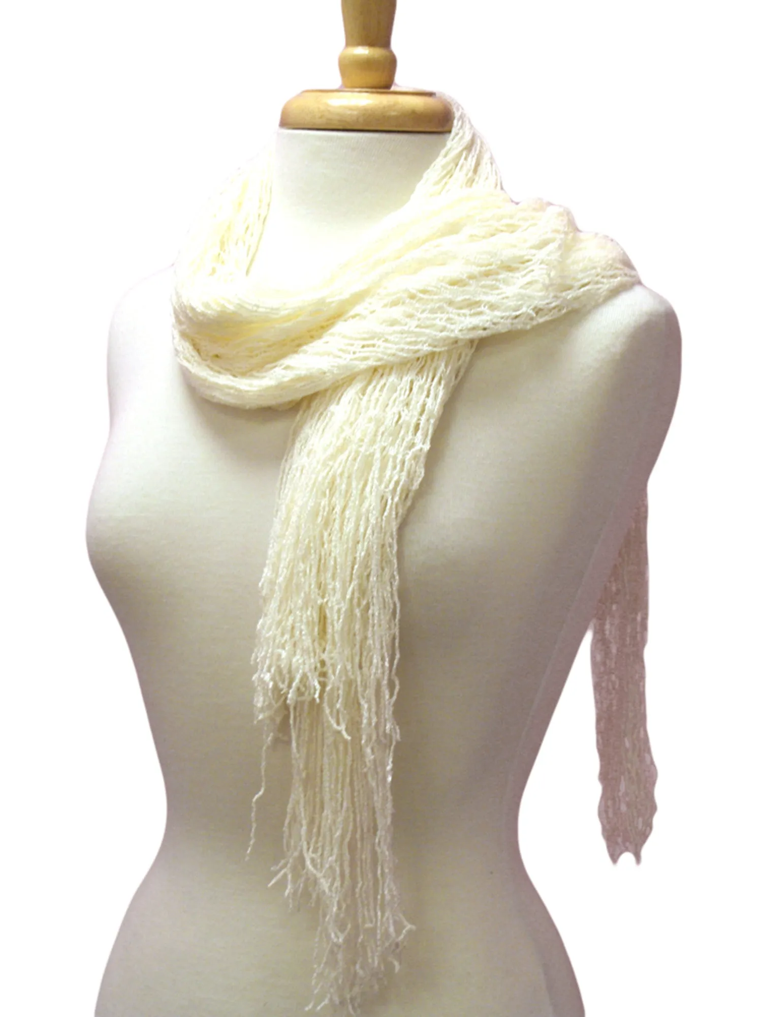 Wispy Knit Fringe Square Scarf