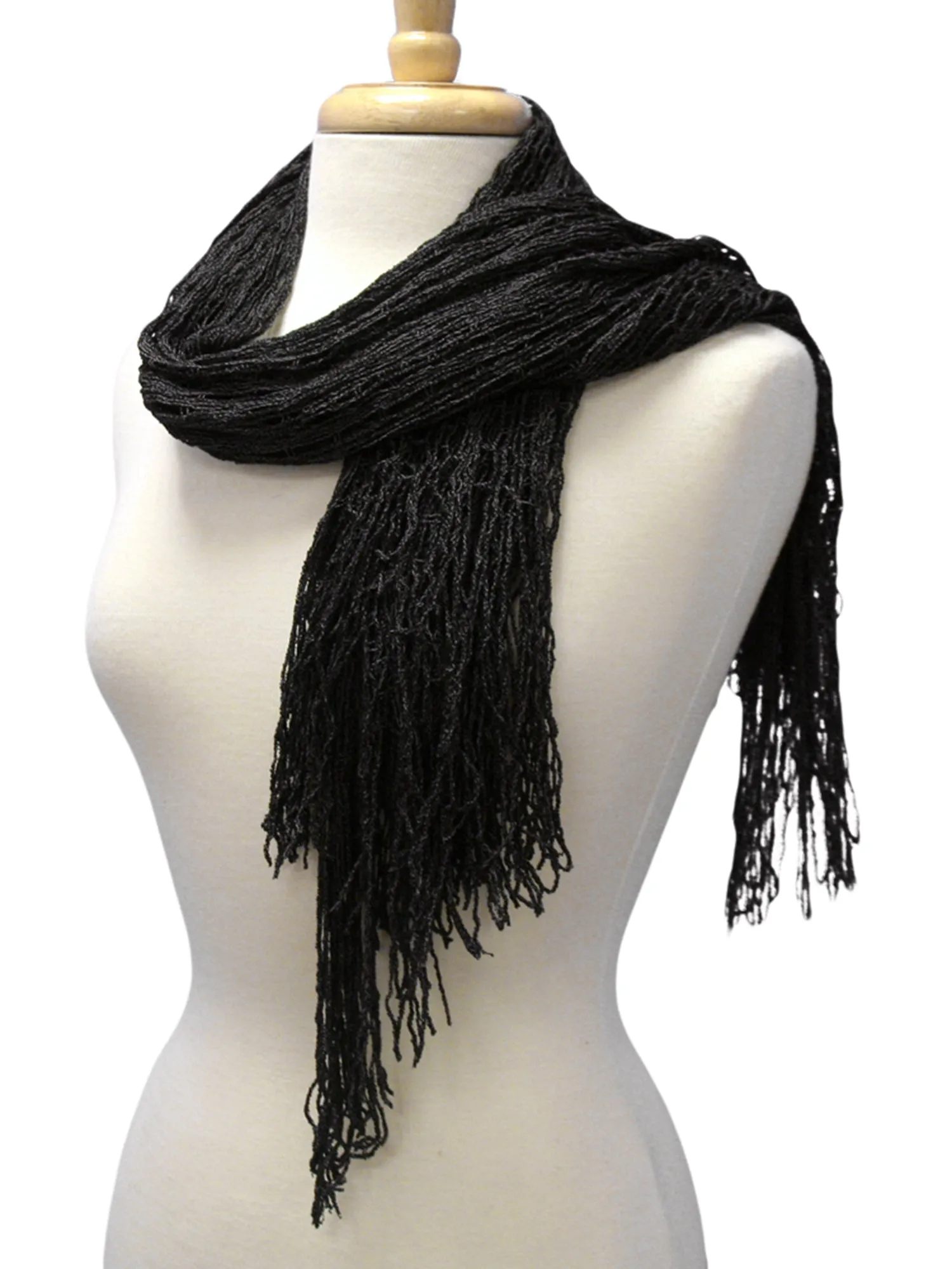 Wispy Knit Fringe Square Scarf