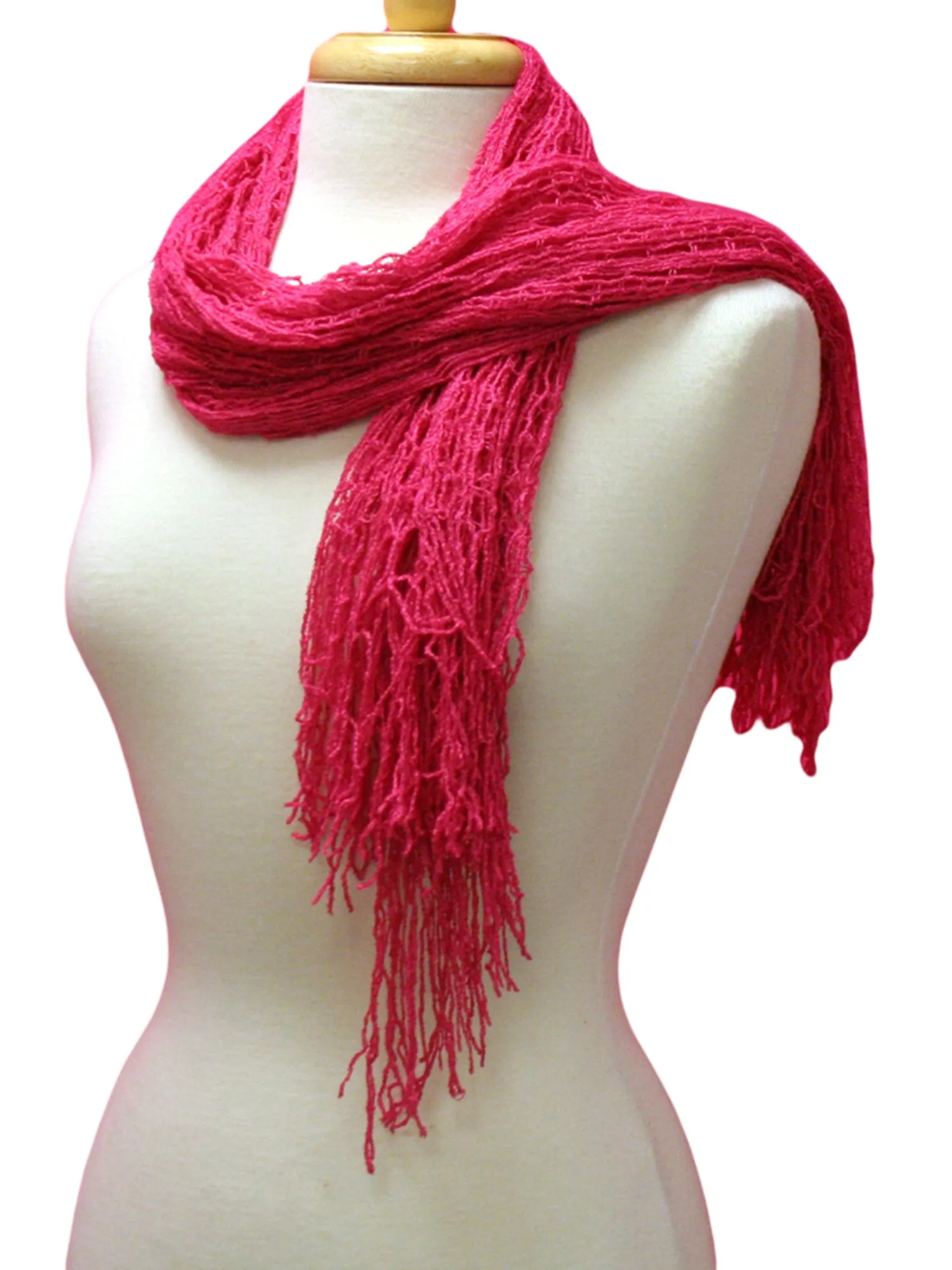 Wispy Knit Fringe Square Scarf