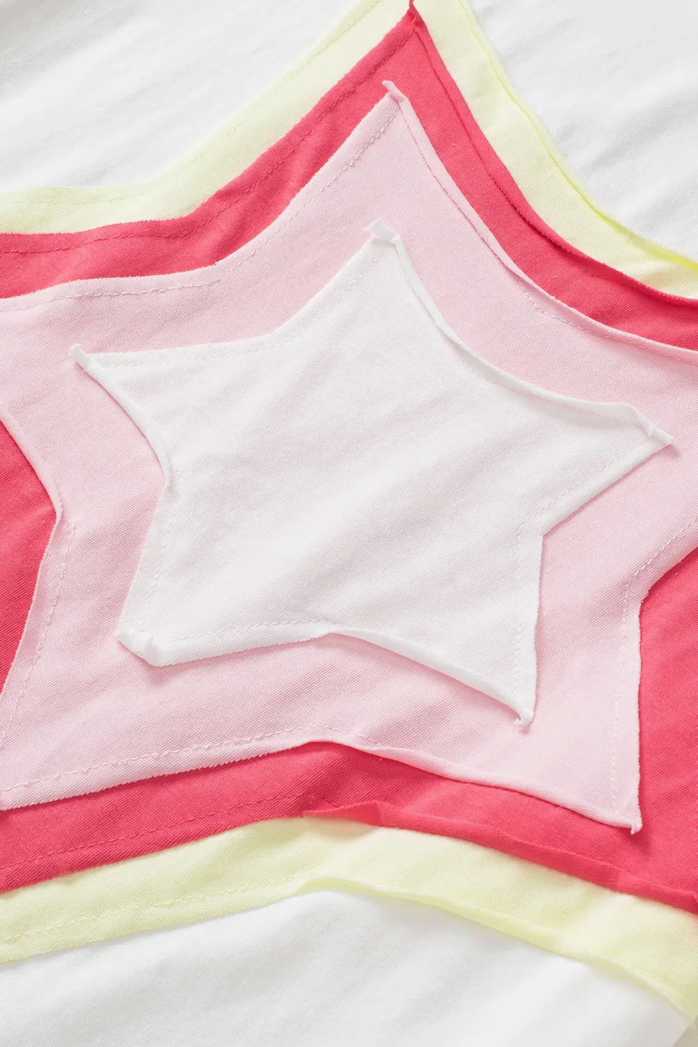 Women's Colorblock Star Patched 3/4 Sleeve Oversized Tee