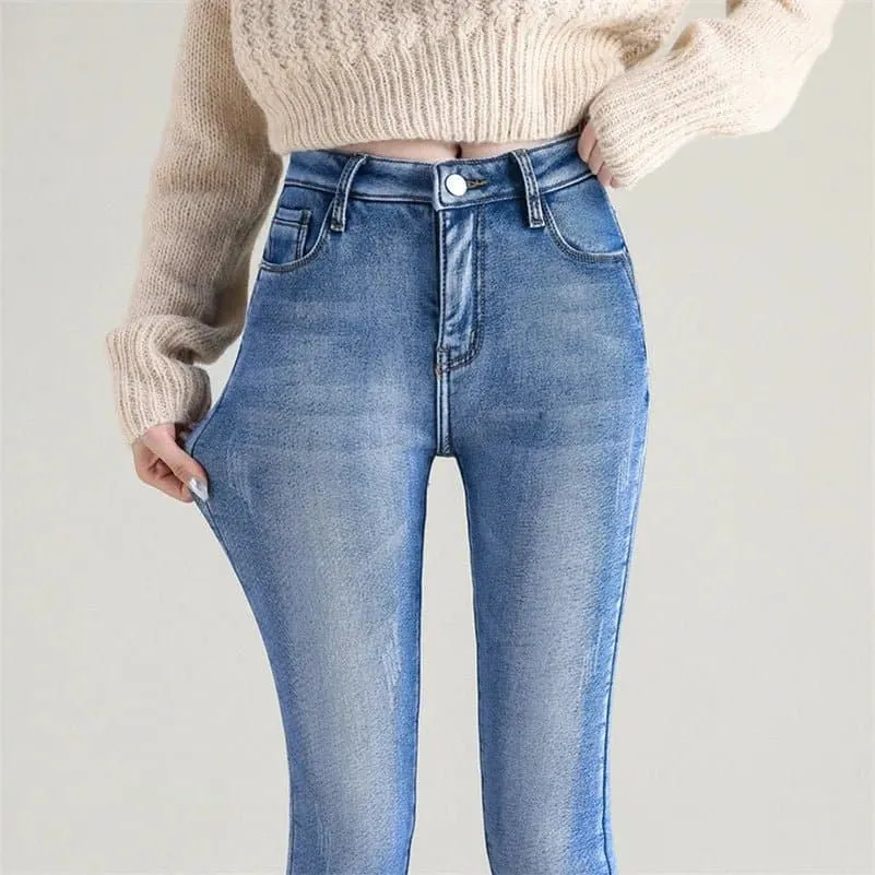 Women's Fleece Lined Jeans - Warm & Cozy Straight Leg Pants