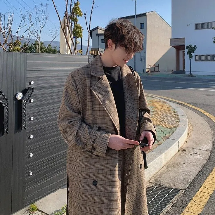 xiangtuibao - MID-LENGTH PLAID TRENCH COAT