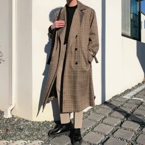 xiangtuibao - MID-LENGTH PLAID TRENCH COAT